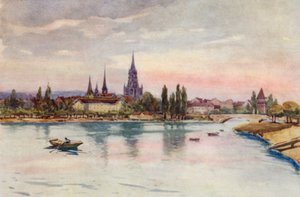 O Reno: Konstanz, Constança, a partir do lago (litografia a cores) de Effie Jardine