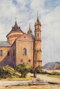 O Reno: A Catedral de Worms (litografia a cores) de Effie Jardine