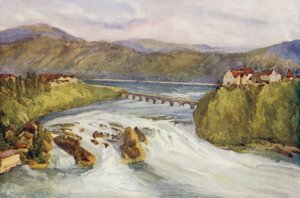 O Reno: As cataratas do Reno, Schaffhausen (litografia a cores) de Effie Jardine