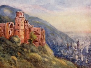 O Reno: O Schloss, Heidelberg (litografia a cores)