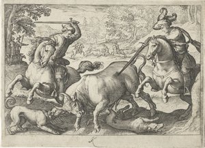 Paisagem com caça ao touro Cenas de caça (título da série) Icones Venantum Species Varias Representantes (título da série)