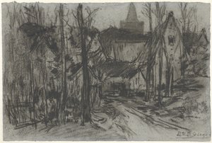 Vista de uma vila através das árvores de Egbert Rubertus Derk Schaap