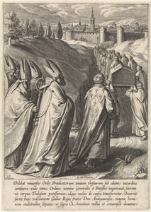 O caixão de Tomás de Aquino é levado à igreja dominicana de Toulouse A Vida de São Tomás de Aquino (título da série) de Egbert van Panderen