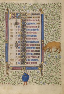 Página de calendário para abril; Apanhar flores; Touro
