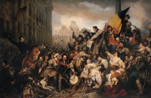 Episódio dos dias de setembro de 1830, na Grand Place de Bruxelas de Egide Charles Gustave Wappers