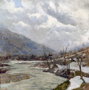 Raio de sol, pintura de Egidio Riva (1866-1946), óleo sobre tela, 74x74 cm, Itália, século XX de Egidio Riva