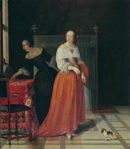 Interior, com, um, senhora, e, dela, empregada