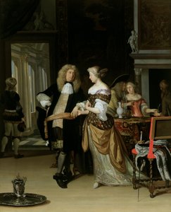 O noivado: um jovem casal em um interior elegante, 1678
