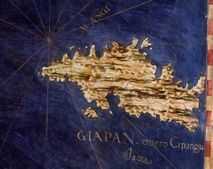 Japão (Cipangu ou Cypango) Mapa feito por Egnazio Danti (1536-1586) matemático, cosmógrafo e arquiteto italiano. Por volta de 1567. Florença, Palazzo Vecchio, Sala del Mappamondo