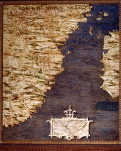África do Sul e Cabo do Bom Esperança Mapa feito por Egnazio Danti (1536-1586) matemático, cosmógrafo e arquiteto italiano. Por volta de 1567. Florença, Palazzo Vecchio, Sala del Mappamondo de Egnazio Danti