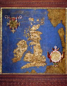 O Mapa das Ilhas Britânicas por Egnazio Danti (1536-1586) matemático, cosmógrafo e arquitecto italiano. Por volta de 1567. Florença, Palazzo Vecchio, Sala del Mappamondo