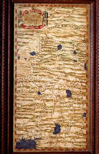 O Indostão (Indostão) no topo do Ganges Carte produzido por Egnazio Danti (1536-1586) matemático, cosmógrafo e arquiteto italiano. Por volta de 1567. Florença, Palazzo Vecchio, Sala del Mappamondo