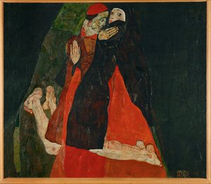 Cardeal e freira, carícia (óleo sobre tela) de Egon Schiele
