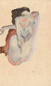 Nu agachado em sapatos e meias pretas, vista traseira, 1912.