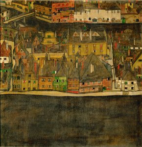 Die kleine Stadt ou Cidade pequena (óleo sobre tela) de Egon Schiele