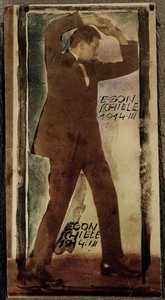 Egon Schiele com os braços levantados ... (foto) de Egon Schiele