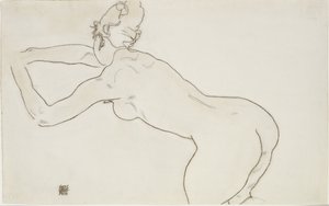 Nu feminino ajoelhado e curvado para a esquerda, 1918