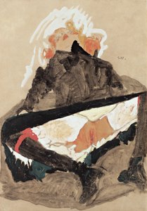 Garota de vestido preto com as pernas abertas, 1910 de Egon Schiele