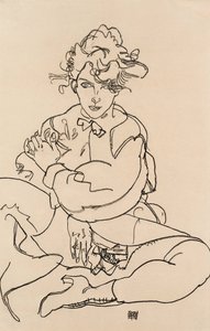 Menina sentada com as pernas abertas, 1918 de Egon Schiele