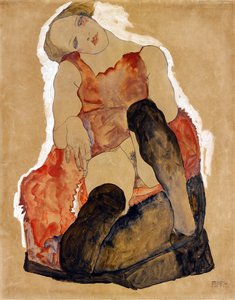 Menina com meias pretas par Schiele, Egon (1890-1918) de Egon Schiele