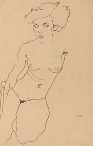 Nu feminino ajoelhado de Egon Schiele