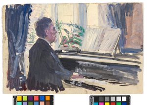 Leopold Czihaczek ao piano (esboço) de Egon Schiele