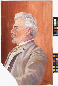 Perfil de Leopold Czihaczek sobre um fundo vermelho de Egon Schiele