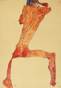 Mannerruckenhaut (lápis e aquarela) de Egon Schiele