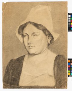 Retrato de uma mulher com um chapéu holandês de Egon Schiele