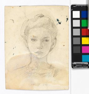 Retrato de uma rapariga; verso: desenhos de animais de Egon Schiele