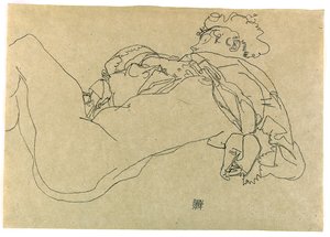 Nu feminino reclinado, 1914 de Egon Schiele