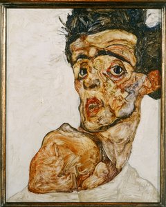 Autorretrato com o ombro nu levantado de Egon Schiele