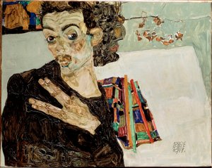 Auto-retrato com os dedos separados. Pintura de Egon Schiele de Egon Schiele