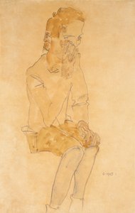 Menino sentado, 1910 de Egon Schiele