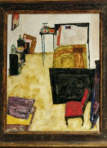 O quarto do artista em Neulengbach, Áustria (óleo sobre madeira) de Egon Schiele