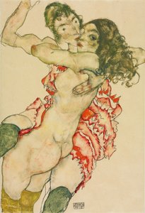 Duas mulheres abraçadas de Egon Schiele