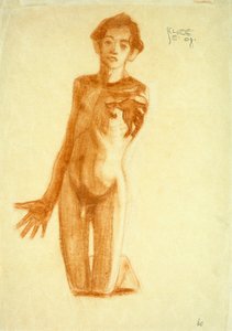 Jovem ajoelhado, 1908 de Egon Schiele