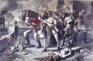 Tropas britânicas e indianas saqueando os Kaisarbagh durante a captura de Lucknow em Março