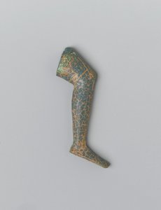 Perna humana de vidro opaco verde azul pequeno de uma figura inlay (vidro) de Egyptian