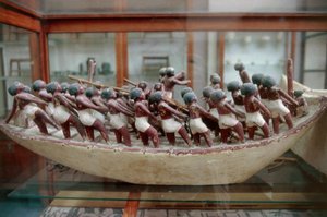 Modelo em escala de barco do Túmulo de Meketre, Deir el-Bahari, Egipto, civilização egípcia, Reino do Meio, XI Dinastia