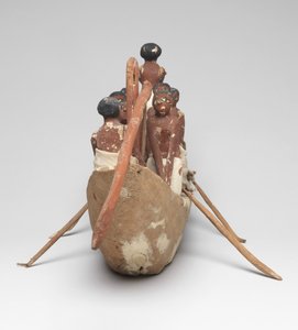 Veleiro modelo do túmulo do reino médio de Khety (Beni Hasan), c.2010 BC - 1950 BC (madeira e linho pintados)