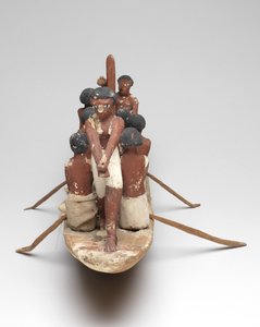 Veleiro modelo do túmulo do reino médio de Khety (Beni Hasan), c.2010 BC - 1950 BC (madeira e linho pintados)