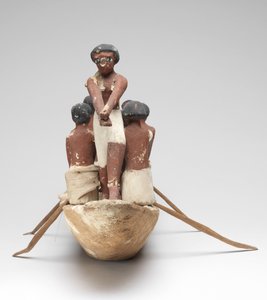 Veleiro modelo do túmulo do reino médio de Khety (Beni Hasan), c.2010 BC - 1950 BC (madeira e linho pintados)