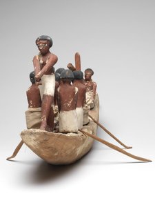 Veleiro modelo do túmulo do reino médio de Khety (Beni Hasan), c.2010 BC - 1950 BC (madeira e linho pintados)