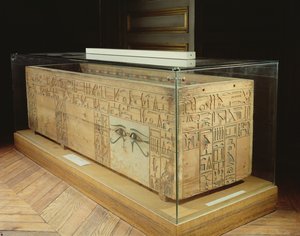 Sarcófago de Nakhti, chanceler durante o reinado de Sesostris I (c.1956-c.1911 aC) de Assiut, Middle Kingdom (madeira)