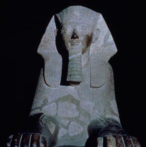 Uma Esfinge da Rainha Hatshepsut, do Templo Mortuário de Hatshepsut, Novo Reino (granito)