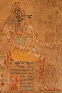 Anúbis, o deus da morte do Templo Mortuário da Rainha Hatshepsut (c.1503-1482 aC) (calcário pintado)