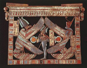 Placa mamária representando Osíris sobre fundo preto de Egyptian 18th Dynasty