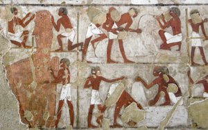 Antiguidade egípcia: pintura decorando o túmulo de Rekhmire (TT100), vizir da 18ª dinastia de Egyptian 18th Dynasty