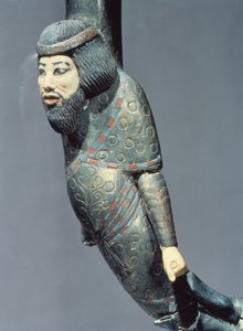 Figura de um sírio a partir do final de uma cana cerimonial, a partir do túmulo de Tutancâmon (c.1370-52 aC) Novo Reino (madeira e marfim) (ver também 149407)